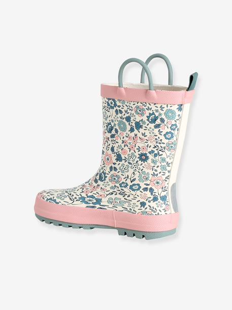 Rubberen regenlaarzen met print voor kinderen, kleutercollectie blauw, bedrukt+ecru+veel roze - vertbaudet enfant 