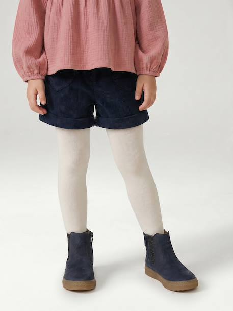 Short van velours met hartvormige zakken voor meisjes, gemakkelijk aan te trekken. kaki+marineblauw+oudroze+rozen - vertbaudet enfant 