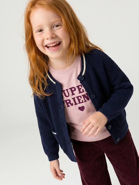 Gebreid vest voor meisjes marineblauw - vertbaudet enfant 