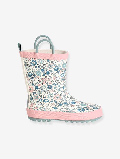 Rubberen regenlaarzen met print voor kinderen, kleutercollectie blauw, bedrukt+ecru+veel roze - vertbaudet enfant 