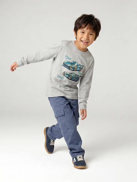 Jongens-T-shirt met ludiek patroon ecru+gemêleerd grijs+leigrijs - vertbaudet enfant 