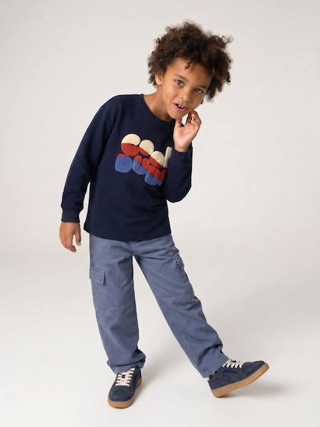 Jongensshirt met lange mouwen hazelnoot+marineblauw - vertbaudet enfant 