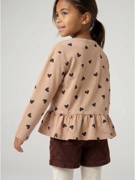 Meisjesblouse met lange mouwen rozenhout+taupe - vertbaudet enfant 