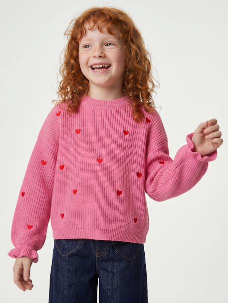 Meisjestrui met hartjes ecru+marineblauw+rozen - vertbaudet enfant 