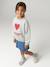 Meisjessweater met ronde hals chambrayblauw+gemêleerd grijs - vertbaudet enfant 