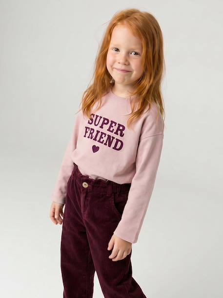 T-shirt met lange mouwen voor meisjes groen+inktblauw+lichtroze - vertbaudet enfant 