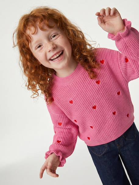 Meisjestrui met hartjes ecru+marineblauw+rozen - vertbaudet enfant 