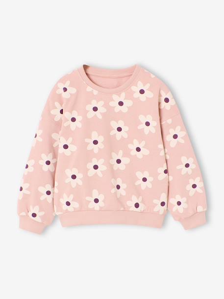 Meisjessweater met ronde hals ecru+ivoor+lichtroze+taupe - vertbaudet enfant 
