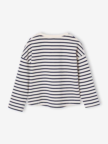 Meisjesshirt met strepen en lange mouwen marineblauw+snoepjesroze+zachtpaars - vertbaudet enfant 