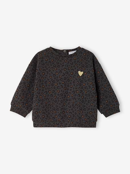Babysweater met luipaardprint capsulecollectie moeder-dochter ENVIE DE FRAISE beige+donkergrijs - vertbaudet enfant 