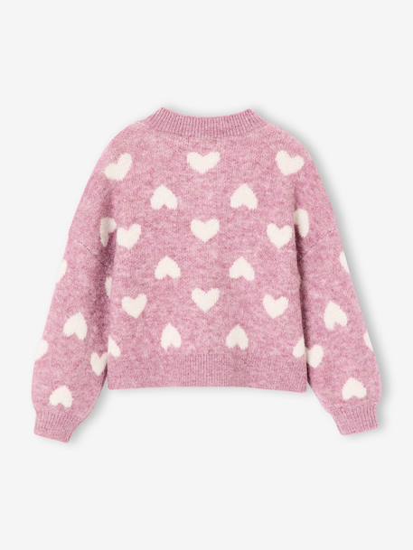 Jacquard vest met hartjes meisjes goudbeige+lila+oudroze - vertbaudet enfant 