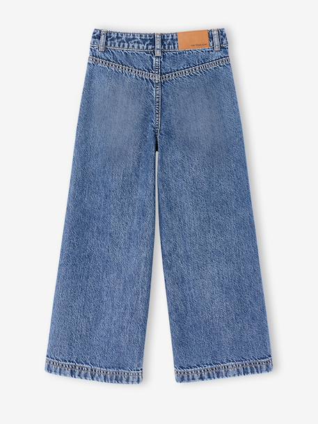 Wijde meisjesjeans middenblauw+ongewassen denim - vertbaudet enfant 