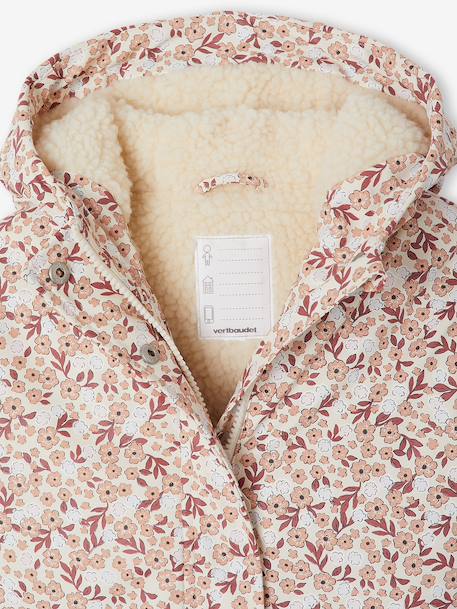 Gevoerde regenjas met bloemenprint vanille - vertbaudet enfant 