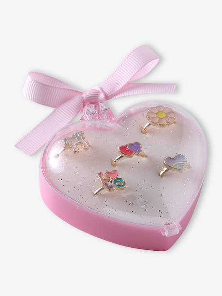 Set van 5 meisjesringen lichtroze+rozen - vertbaudet enfant 