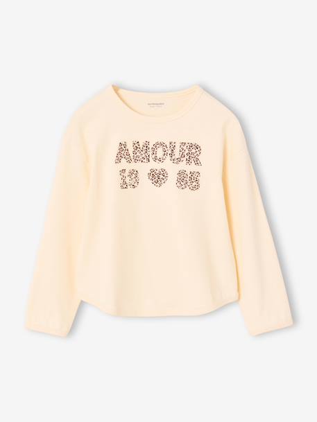 Meisjesshirt met lange mouwen ecru+zachtpaars - vertbaudet enfant 