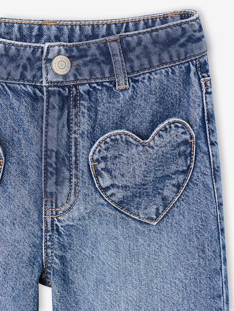 Wijde meisjesjeans middenblauw+ongewassen denim - vertbaudet enfant 