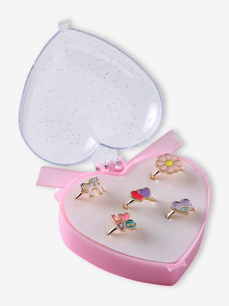 Set van 5 meisjesringen lichtroze+rozen - vertbaudet enfant 