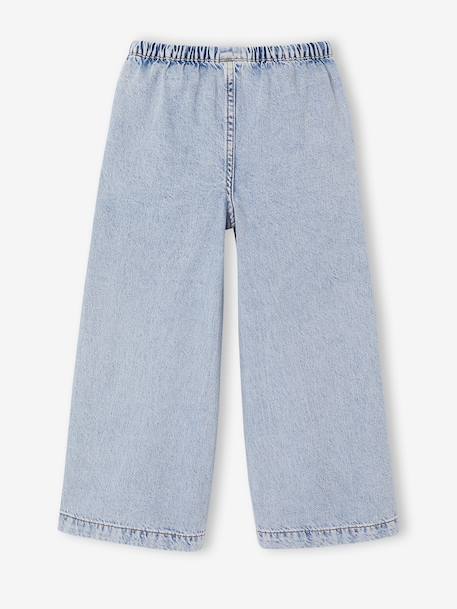 Wijde meisjesbroek gebleekt denim+middenblauw - vertbaudet enfant 