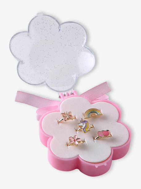 Set van 5 meisjesringen lichtroze+rozen - vertbaudet enfant 