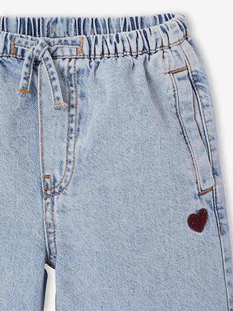 Wijde meisjesbroek gebleekt denim+middenblauw - vertbaudet enfant 