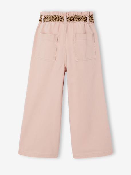 Wijde meisjesbroek kameel+roze (poederkleur) - vertbaudet enfant 