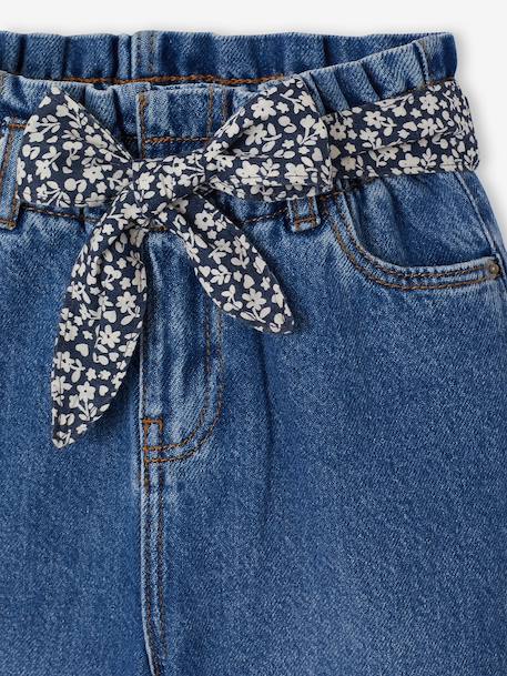 Wijde paperbag jeans voor meisjes donkerblauw+middenblauw - vertbaudet enfant 