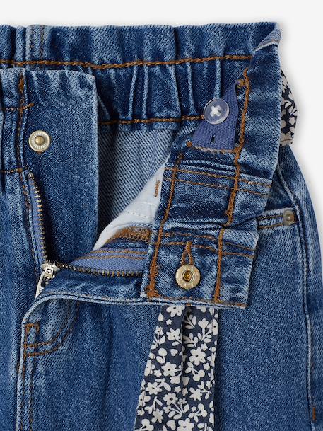 Wijde paperbag jeans voor meisjes donkerblauw+middenblauw - vertbaudet enfant 