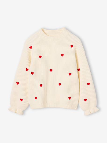 Meisjestrui met hartjes ecru+marineblauw+rozen - vertbaudet enfant 