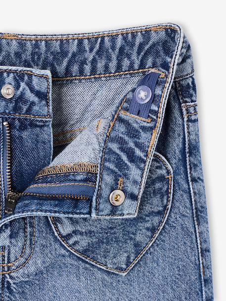 Wijde meisjesjeans middenblauw+ongewassen denim - vertbaudet enfant 