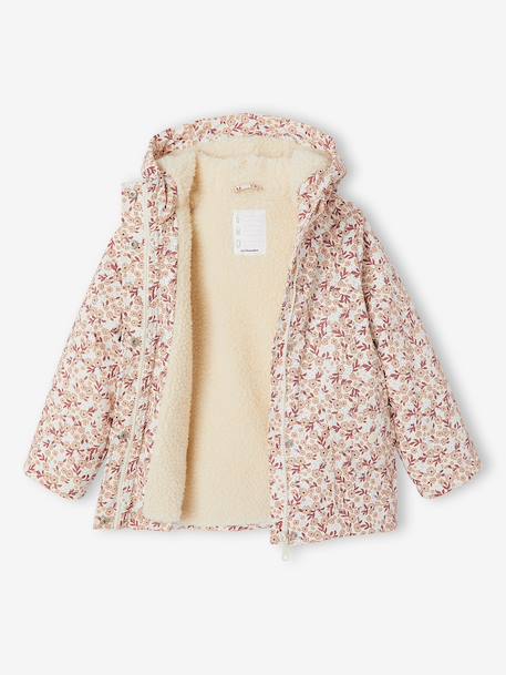 Gevoerde regenjas met bloemenprint vanille - vertbaudet enfant 