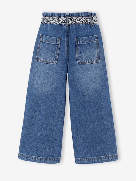 Wijde paperbag jeans voor meisjes donkerblauw+middenblauw - vertbaudet enfant 