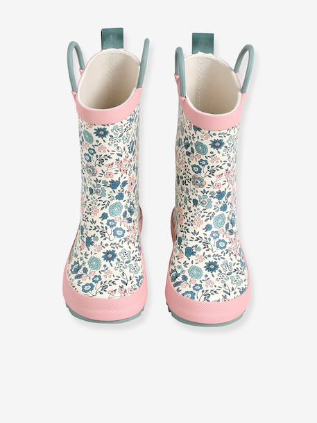Rubberen regenlaarzen met print voor kinderen, kleutercollectie blauw, bedrukt+ecru+veel roze - vertbaudet enfant 