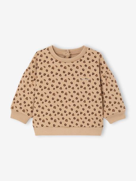 Sweater met luipaardprint taupe+vanille - vertbaudet enfant 