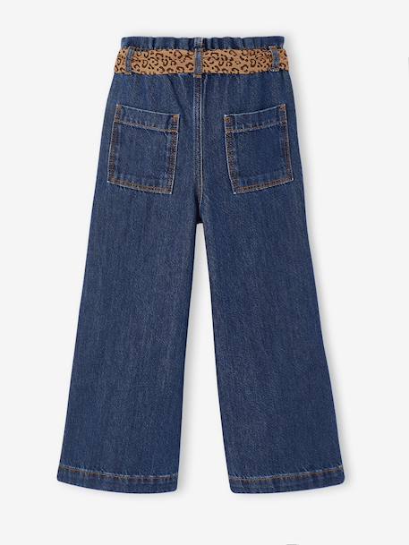 Wijde paperbag jeans voor meisjes donkerblauw+middenblauw - vertbaudet enfant 