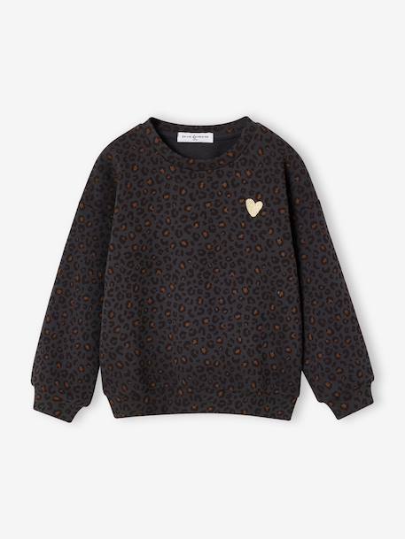 Meisjessweater met luipaardprint capsulecollectie moeder-dochter ENVIE DE FRAISE beige+donkergrijs - vertbaudet enfant 