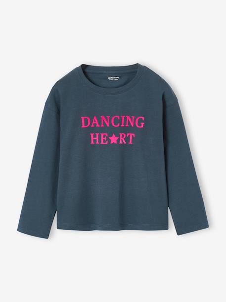 T-shirt met lange mouwen voor meisjes groen+inktblauw+lichtroze - vertbaudet enfant 