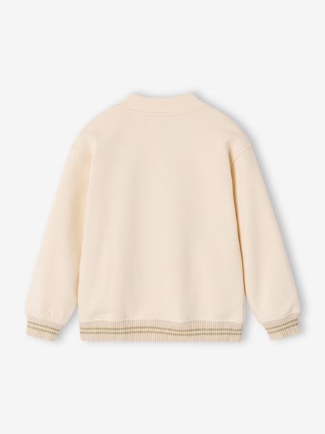 Sweater in bomberlook voor meisjes van fleece beige+gemêleerd grijs+marineblauw - vertbaudet enfant 