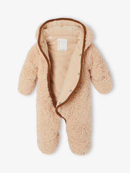 Gewatteerde babyoverall met capuchon zandbeige - vertbaudet enfant 