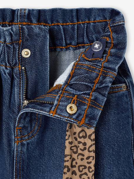 Wijde paperbag jeans voor meisjes donkerblauw+middenblauw - vertbaudet enfant 