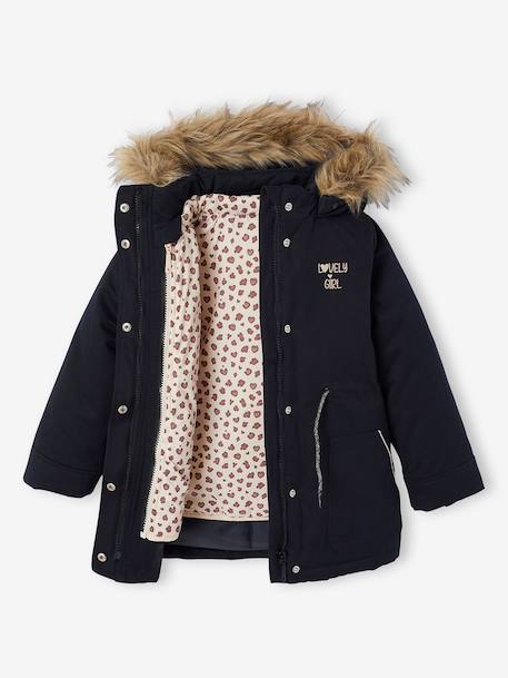 3-in-1 parka met capuchon meisje DARK GREEN+groengrijs+kaki+PURPLE DARK+salie+zwart - vertbaudet enfant 