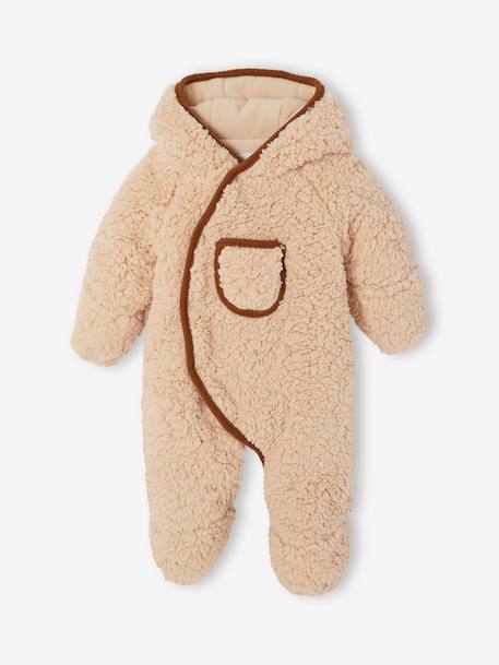 Gewatteerde babyoverall met capuchon zandbeige - vertbaudet enfant 