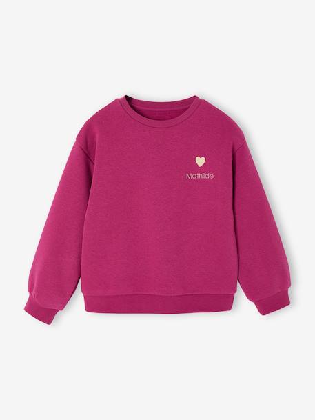 Basic meisjessweater met motief antraciet+donkerpaars+inktblauw+koraal+pioenroos+salie+vanille - vertbaudet enfant 