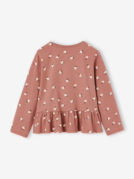 Meisjesblouse met lange mouwen rozenhout+taupe - vertbaudet enfant 