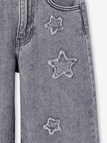 Wijde jeans voor meisjes met sterren denimgrijs+lichtblauw - vertbaudet enfant 