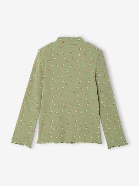 Meisjesshirt met opstaande kraag ecru+groen - vertbaudet enfant 