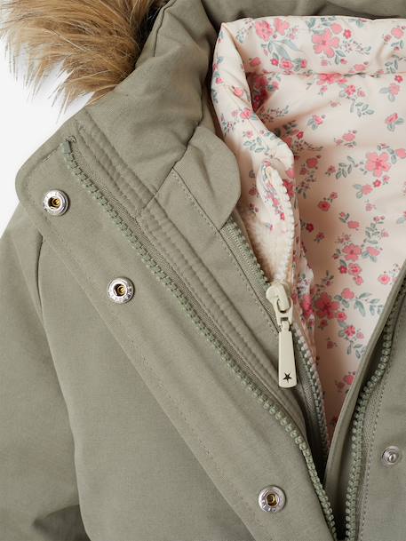 3-in-1 parka met capuchon meisje DARK GREEN+groengrijs+kaki+PURPLE DARK+salie+zwart - vertbaudet enfant 