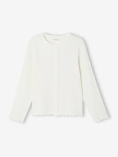 -Geribde meisjesshirt met lange mouwen