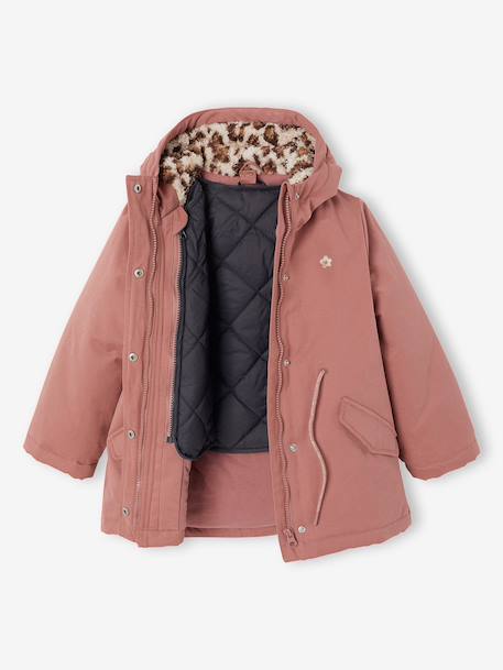 3-in-1 parka voor meisjes marineblauw+rouge - vertbaudet enfant 