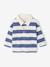 Gestreept polo t-shirt voor baby's met lange mouwen cacao+grijsblauw - vertbaudet enfant 