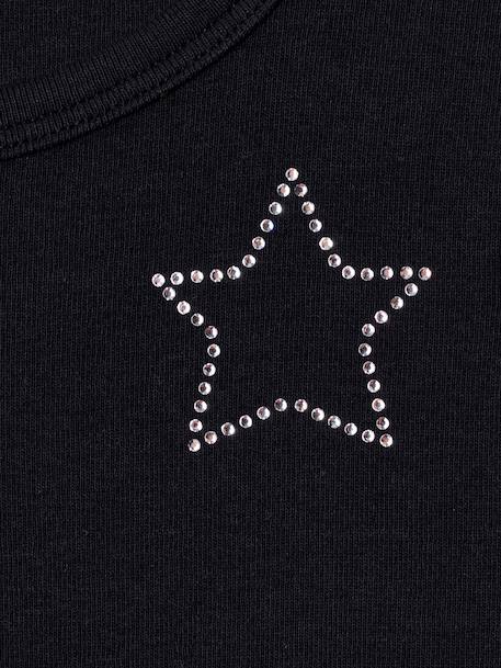 Kort cropped T-shirt met sterren inktblauw+zwart - vertbaudet enfant 